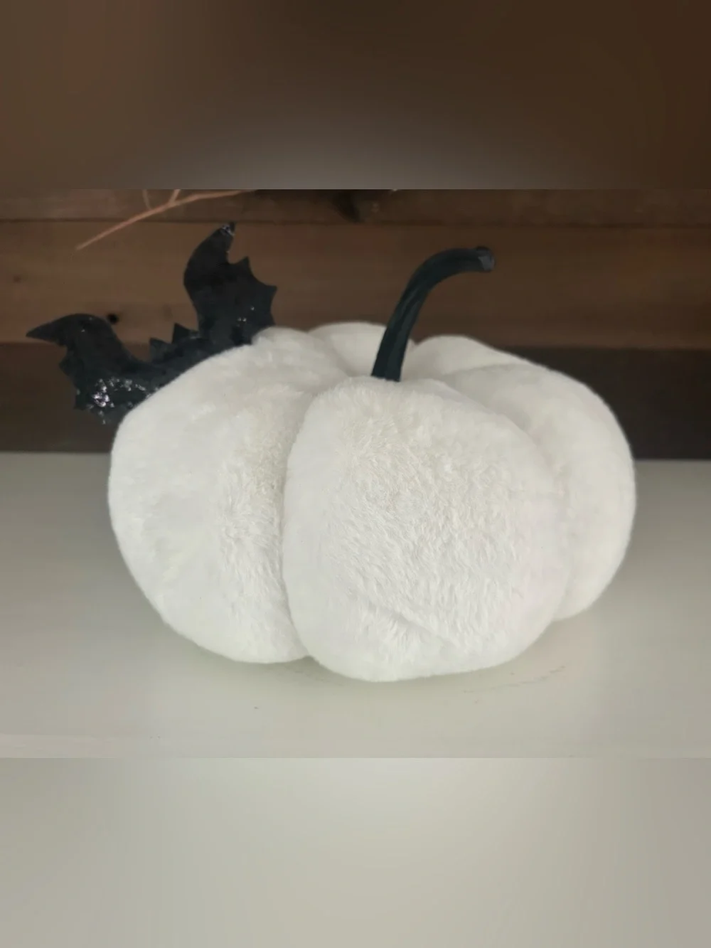 Plush White Decorative Pumpkin Accent